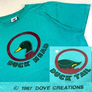 VTG 1987 Duck Head T-Shirt Duck Tail Men XL Teal Single Stitch Dove Creation USA